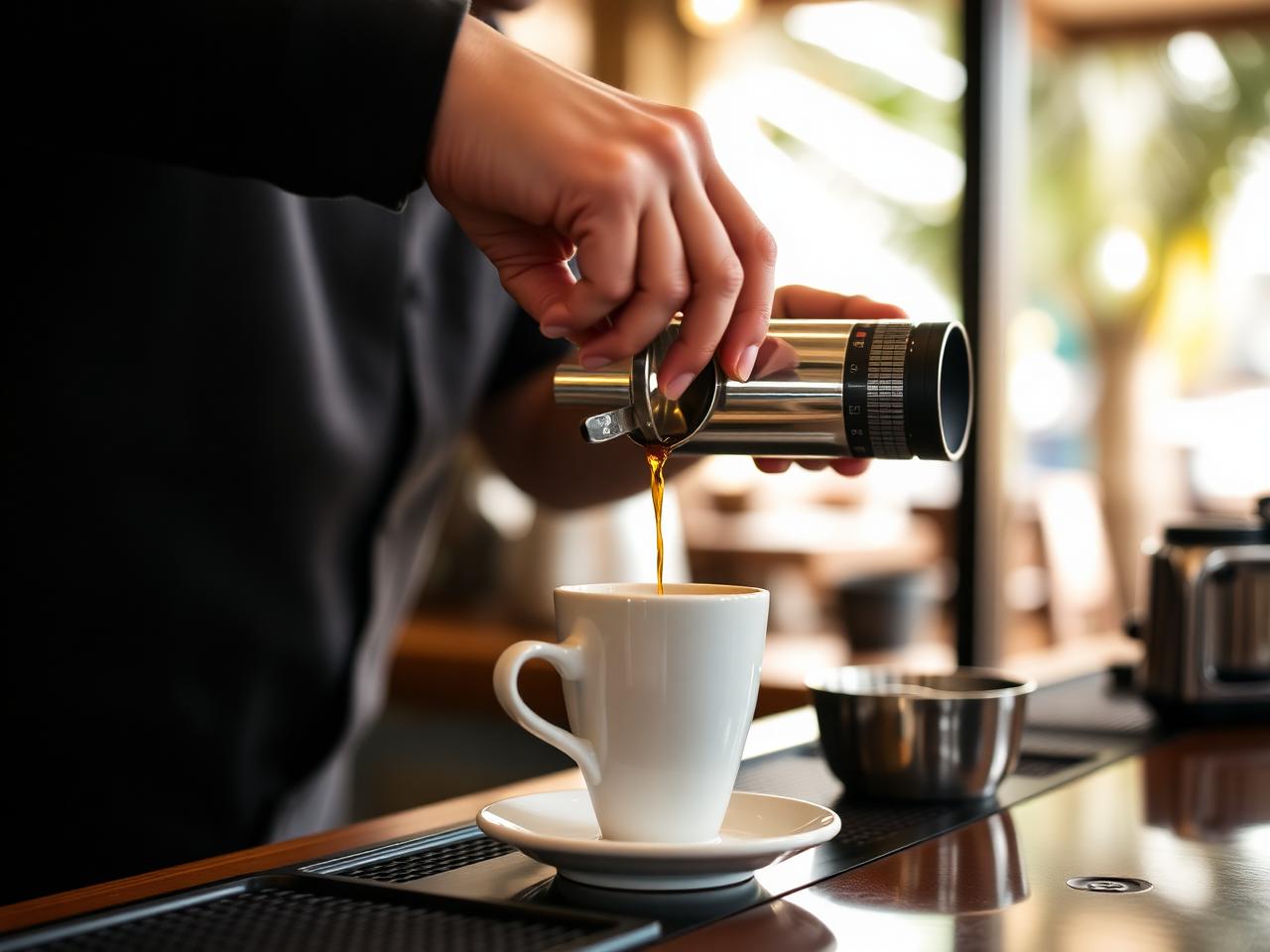 Barista preparando café