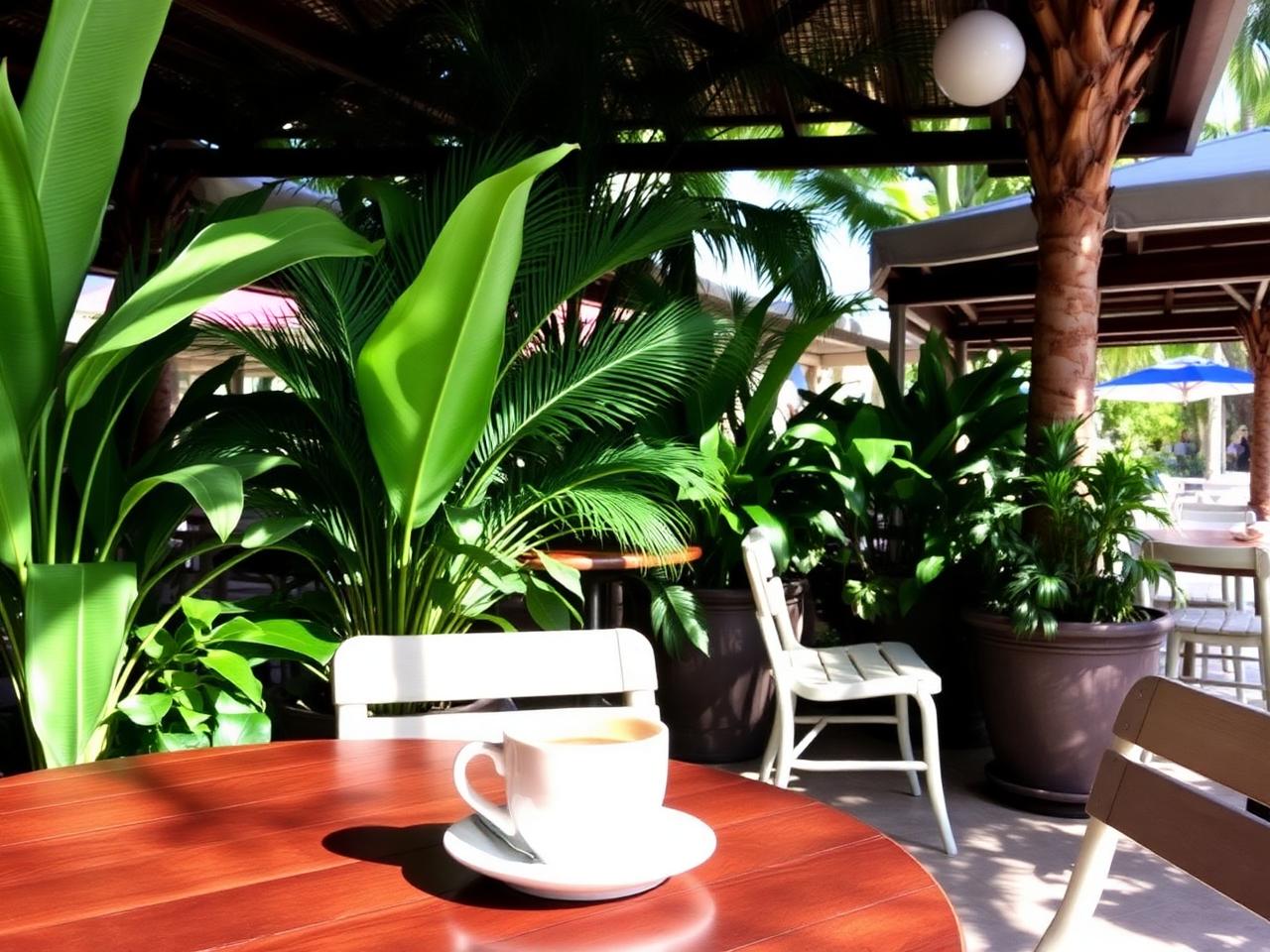 Terraza tropical del café